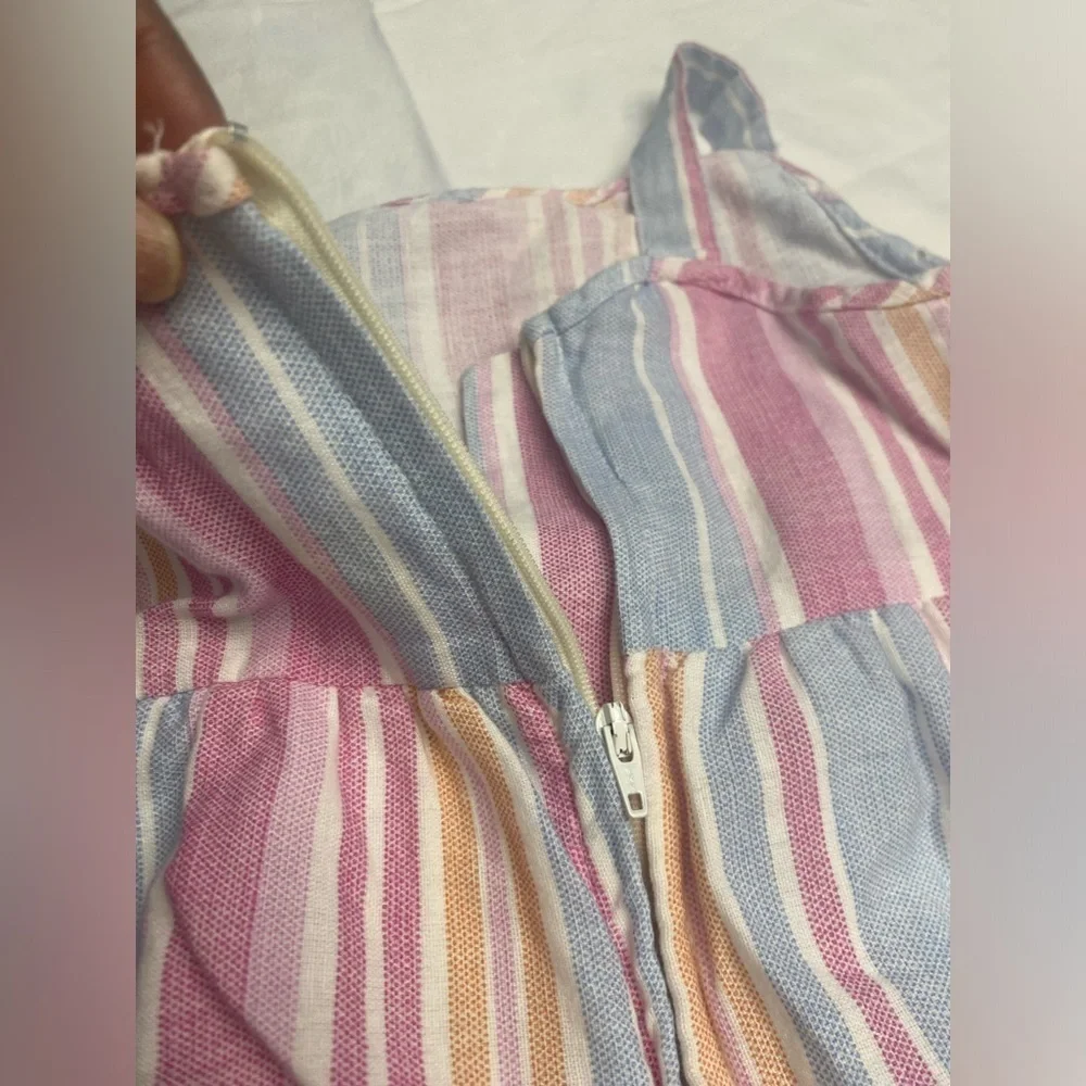 Rare Editions Jumpsuit Outfit One Piece Pink Striped linen Cotton 24M